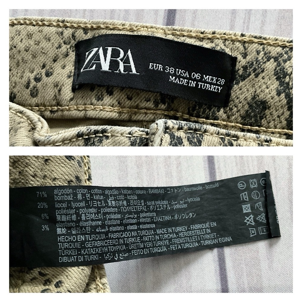 ZARA Snakeskin Print Highrise Skinny Jeans, Size 6 - Picture 6 of 12